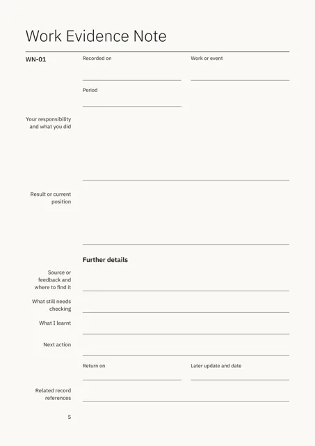 Work Evidence Note WN-01